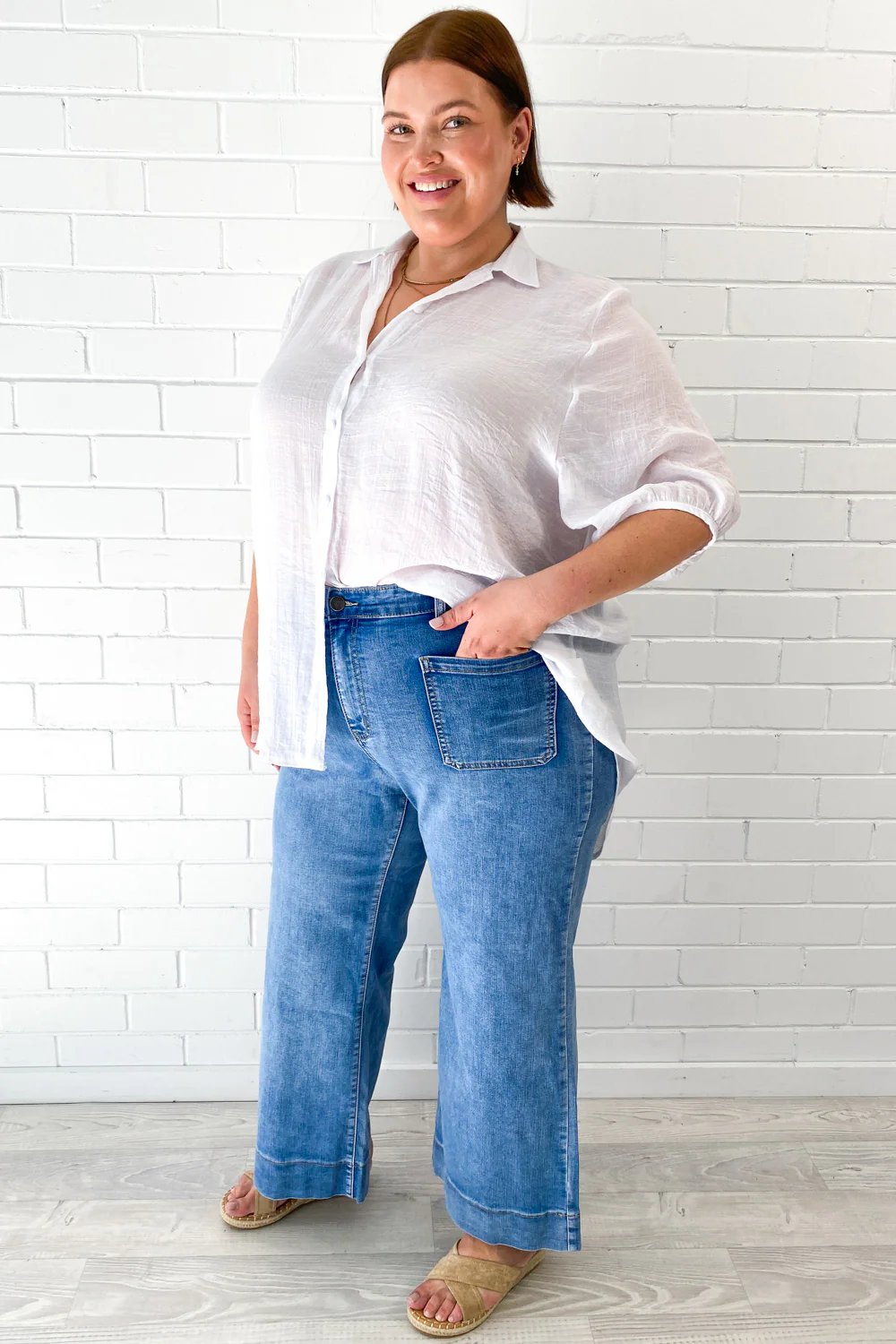 Whitley Petite High Rise Wide Leg Jeans - Denim - Image 11