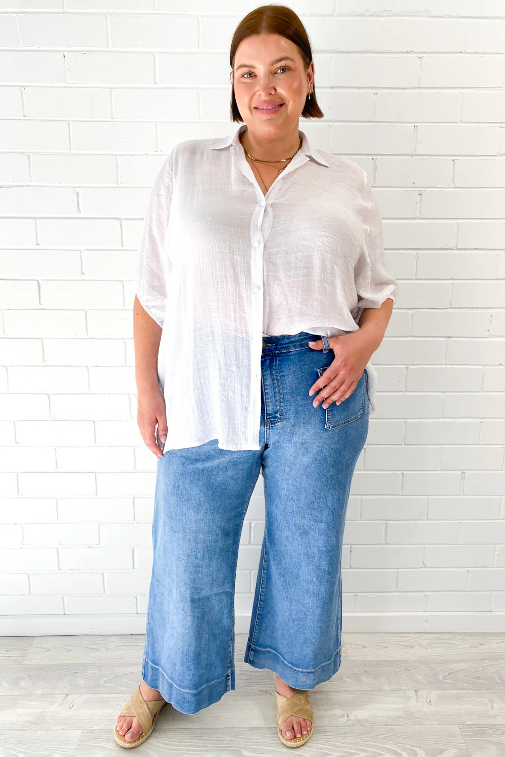 Whitley Petite High Rise Wide Leg Jeans - Denim - Image 12