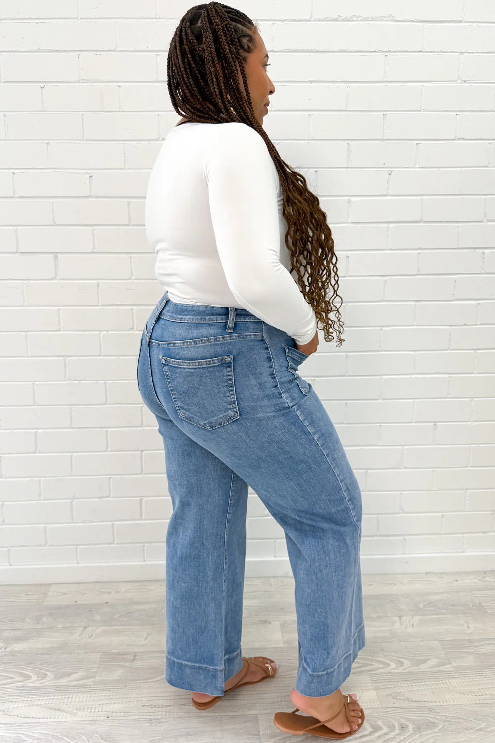 Whitley Petite High Rise Wide Leg Jeans - Denim - Image 14