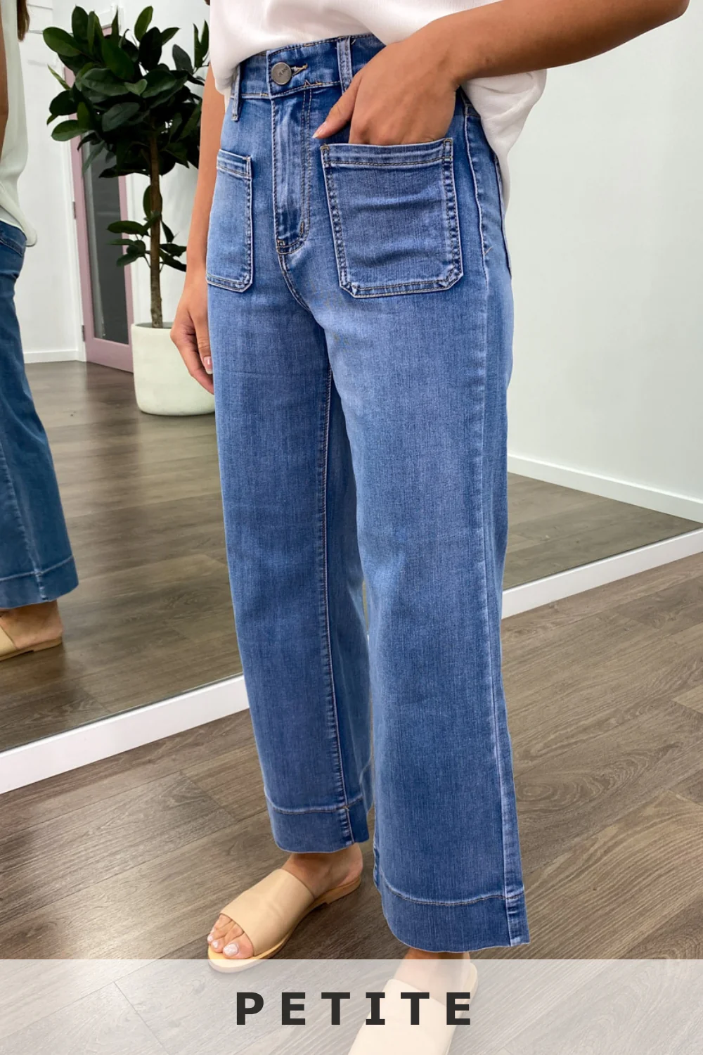 Whitley Petite High Rise Wide Leg Jeans - Denim - Image 18