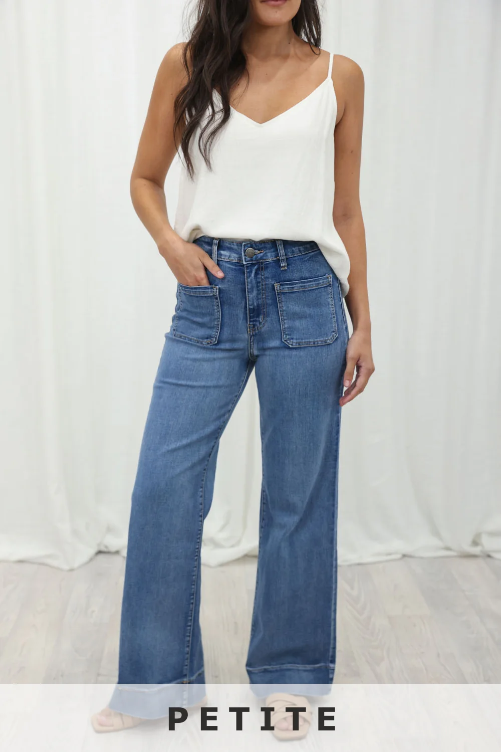 Whitley Petite High Rise Wide Leg Jeans - Denim - Image 2