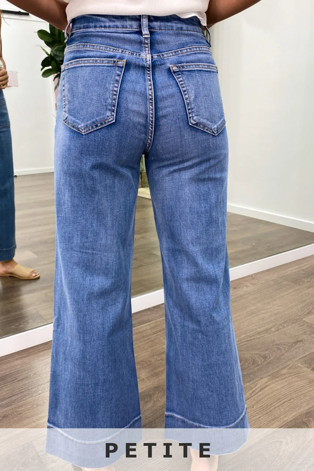 Whitley Petite High Rise Wide Leg Jeans - Denim - Image 4