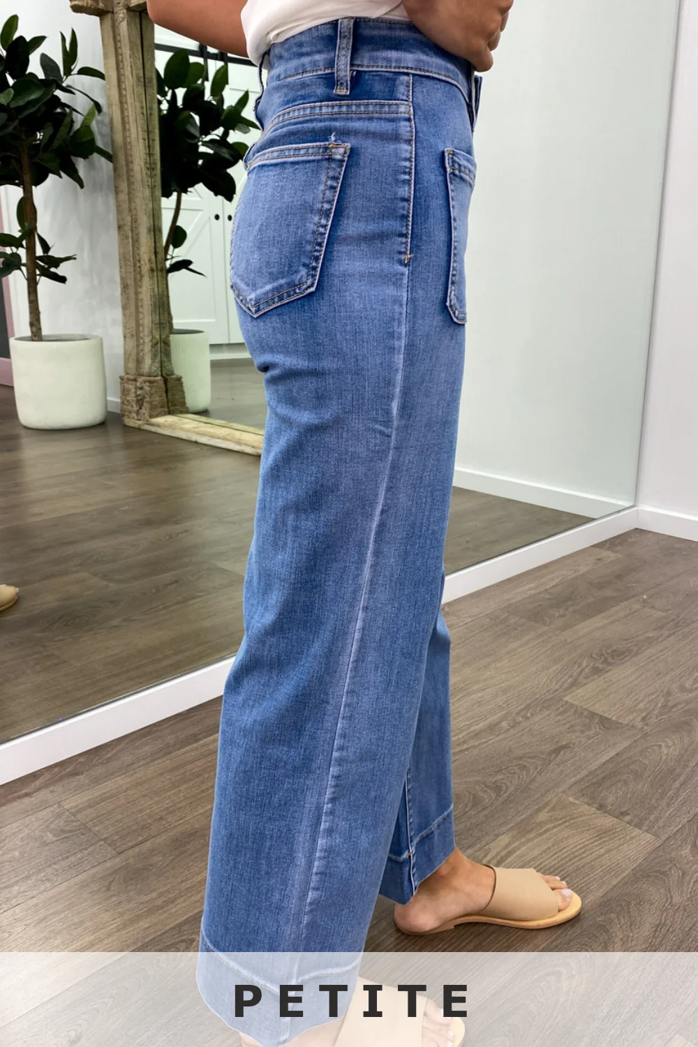 Whitley Petite High Rise Wide Leg Jeans - Denim - Image 5