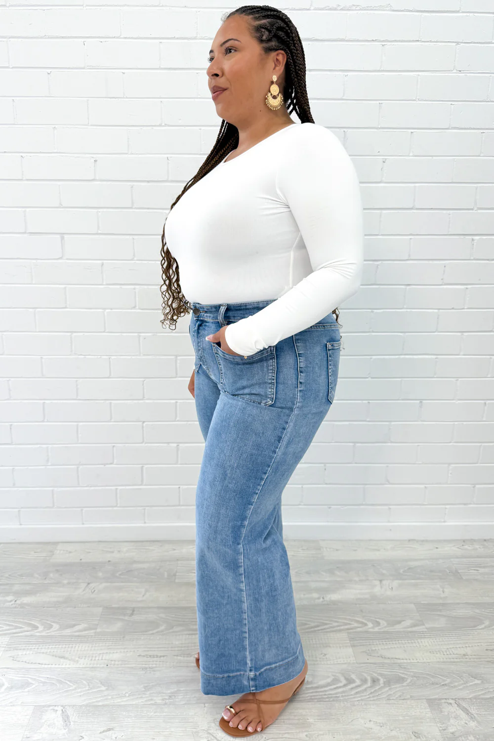 Whitley Petite High Rise Wide Leg Jeans - Denim - Image 7
