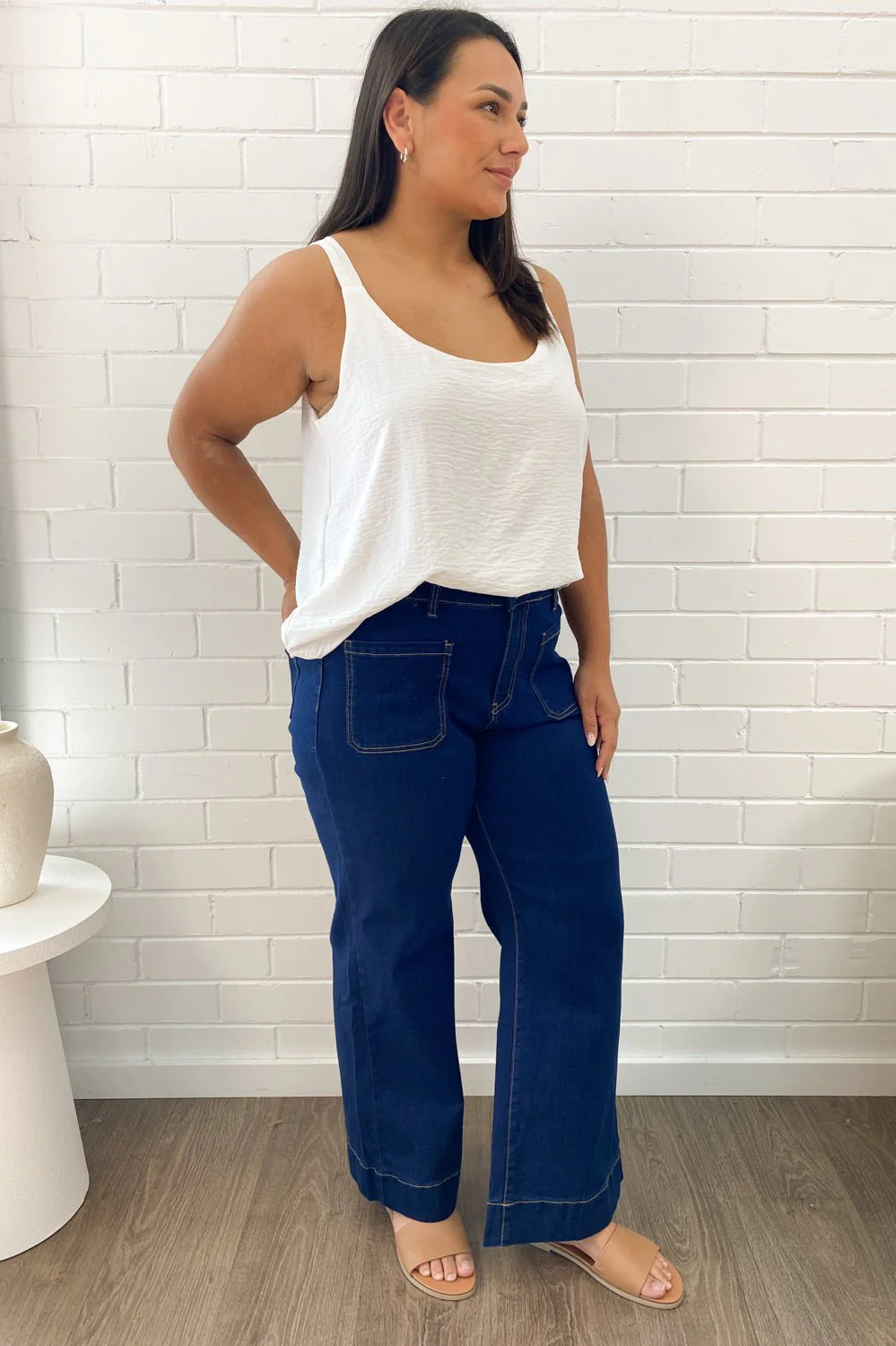 Whitley Petite High Rise Wide Leg Jeans - Indigo - Image 13