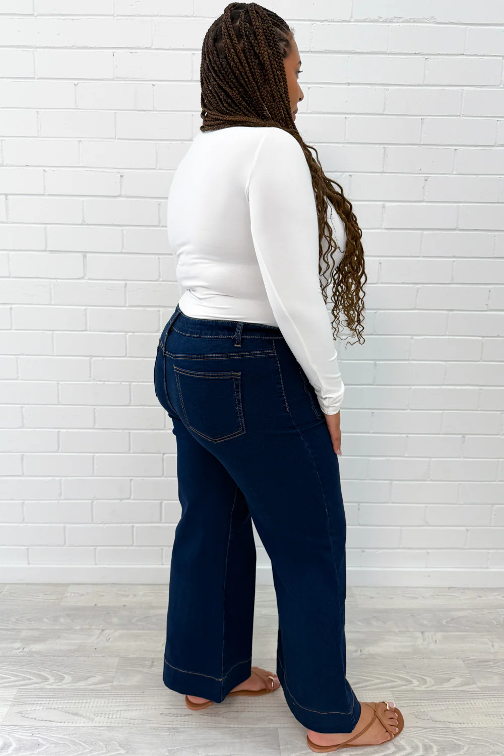 Whitley Petite High Rise Wide Leg Jeans - Indigo - Image 6
