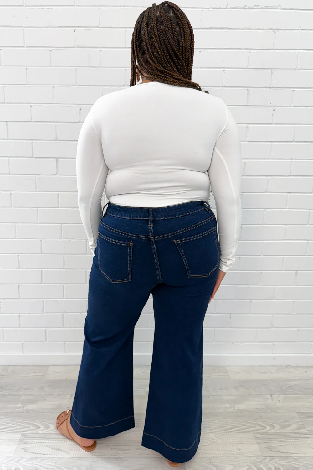 Whitley Petite High Rise Wide Leg Jeans - Indigo - Image 7