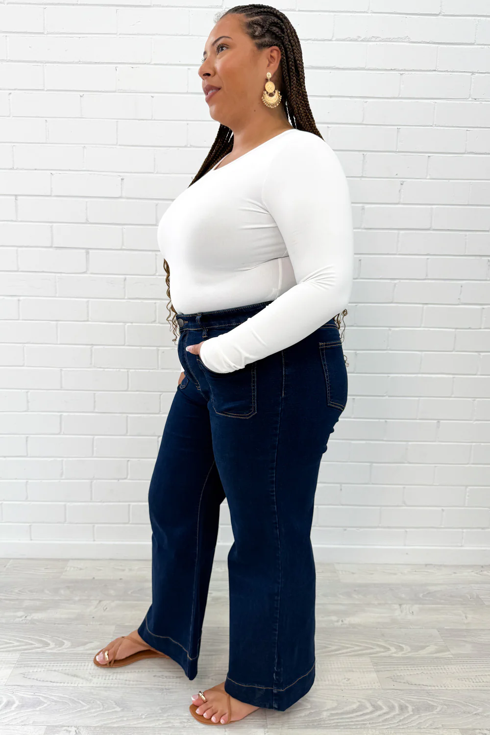 Whitley Petite High Rise Wide Leg Jeans - Indigo - Image 8