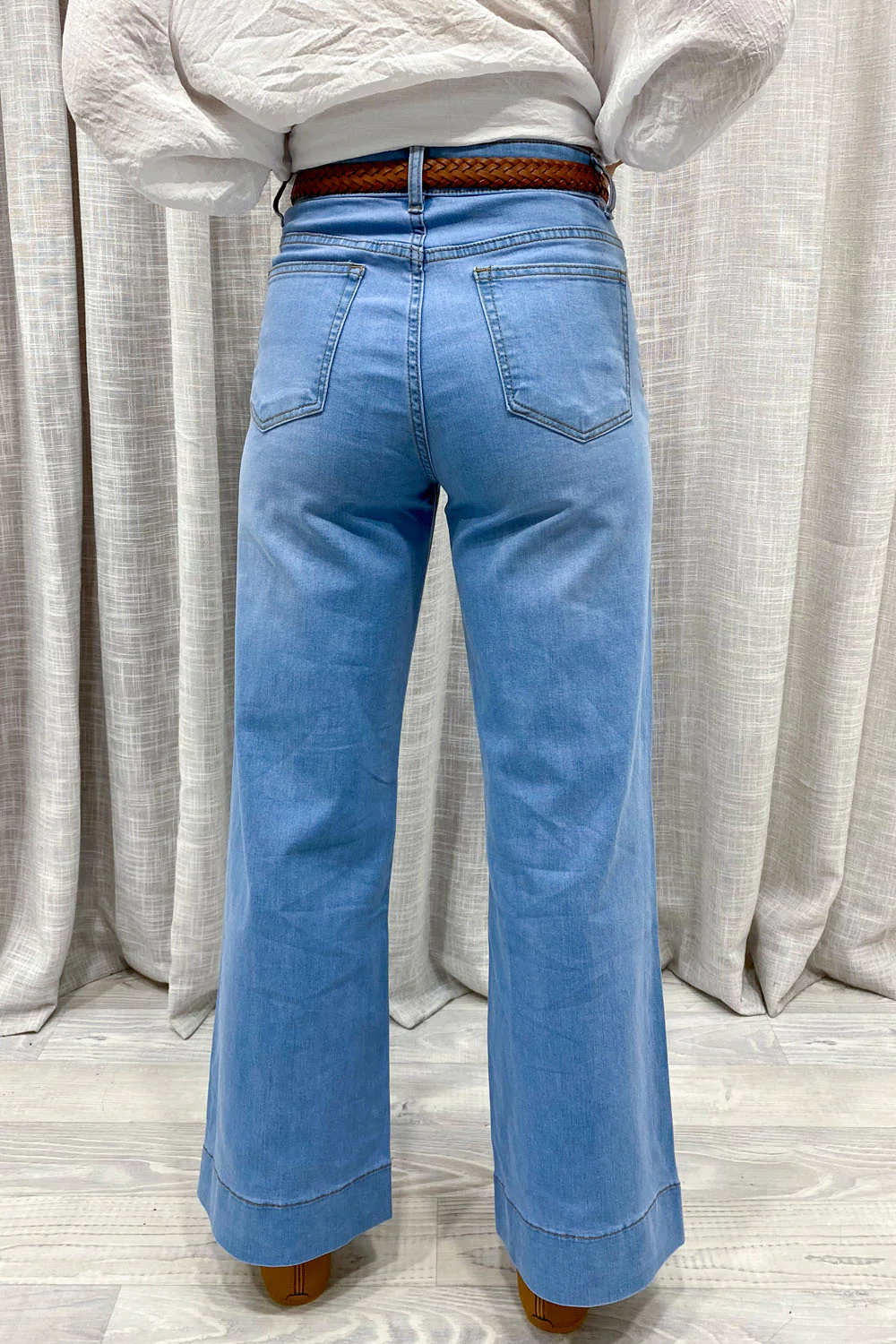 Whitley Petite High Rise Wide Leg Jeans - Light Denim - Image 2