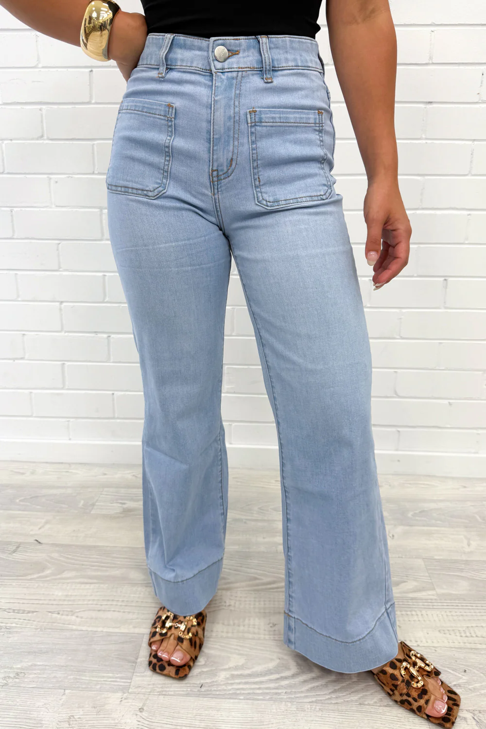 Whitley Petite High Rise Wide Leg Jeans - Light Denim - Image 22