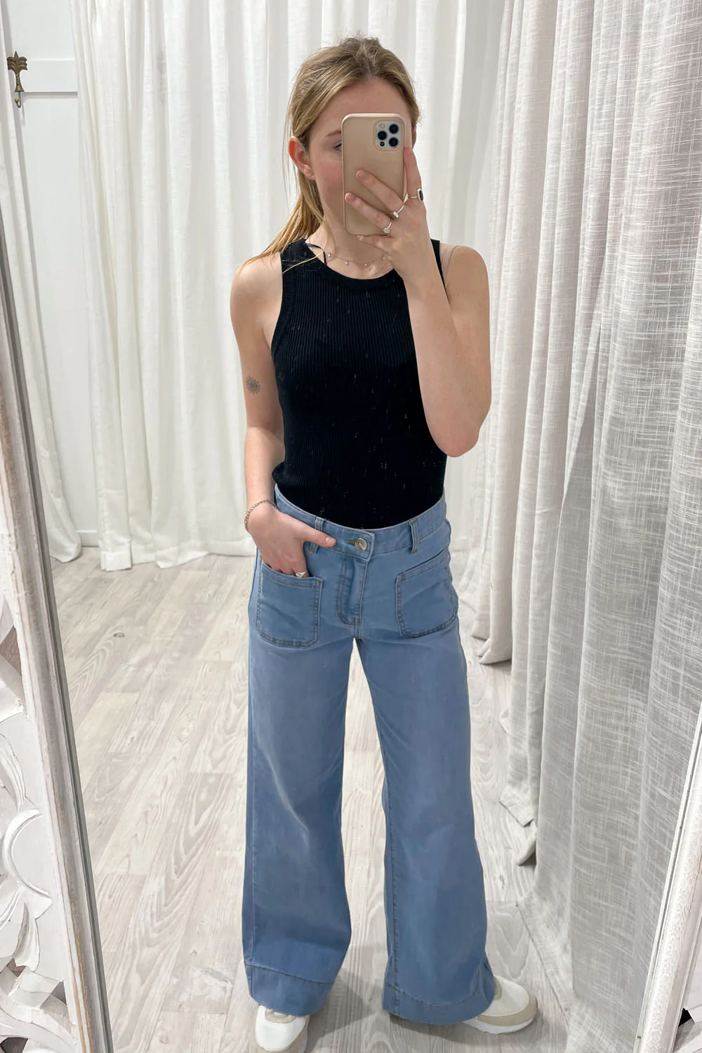 Whitley Petite High Rise Wide Leg Jeans - Light Denim - Image 6