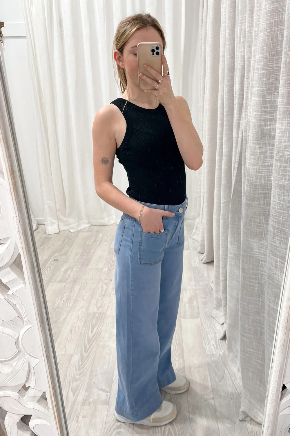 Whitley Petite High Rise Wide Leg Jeans - Light Denim - Image 8