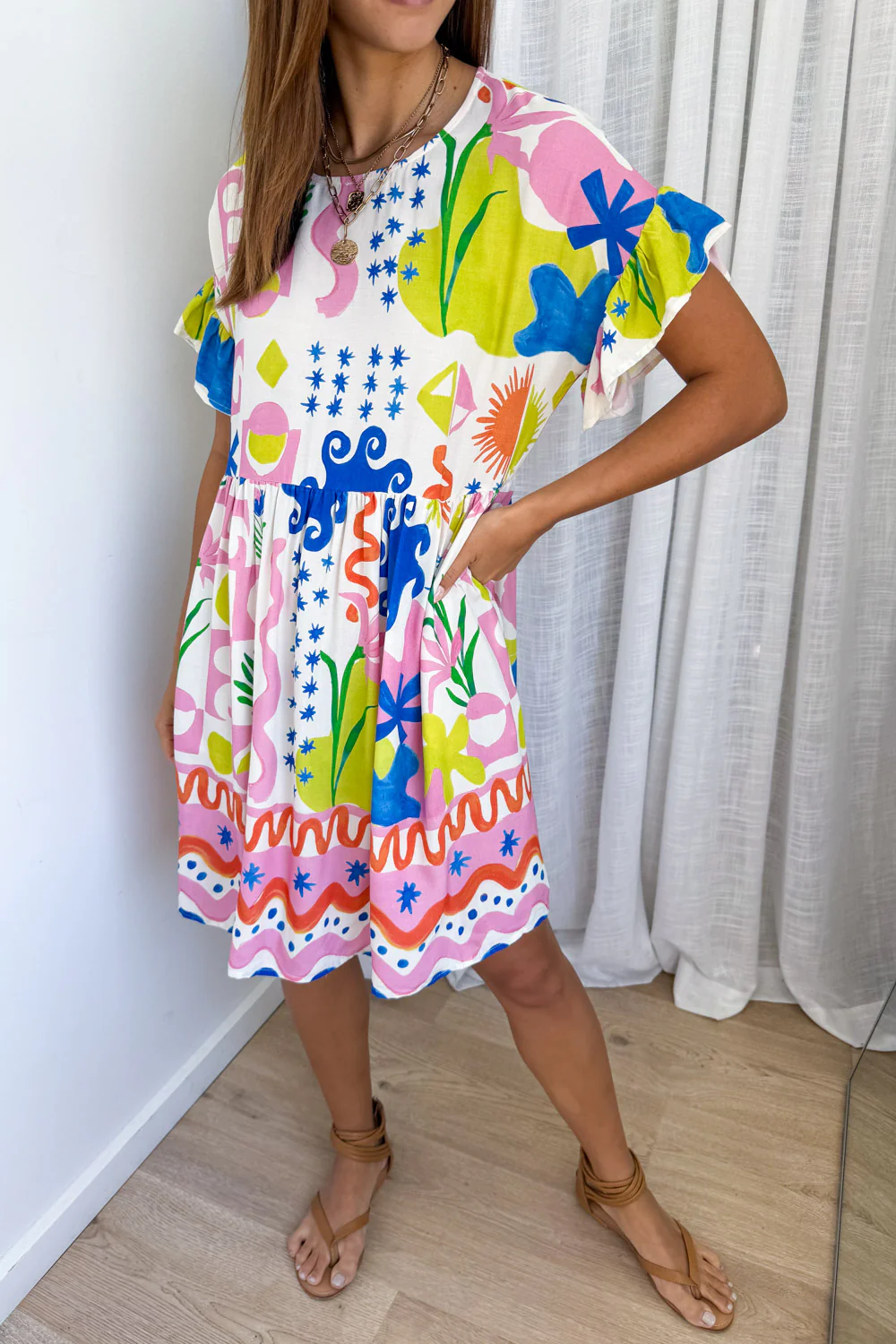 Wrenley Dress - Pink Blue Print - Image 3