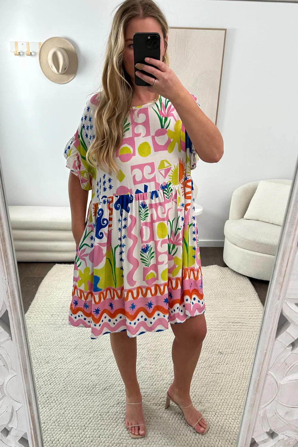 Wrenley Dress - Pink Blue Print - Image 9