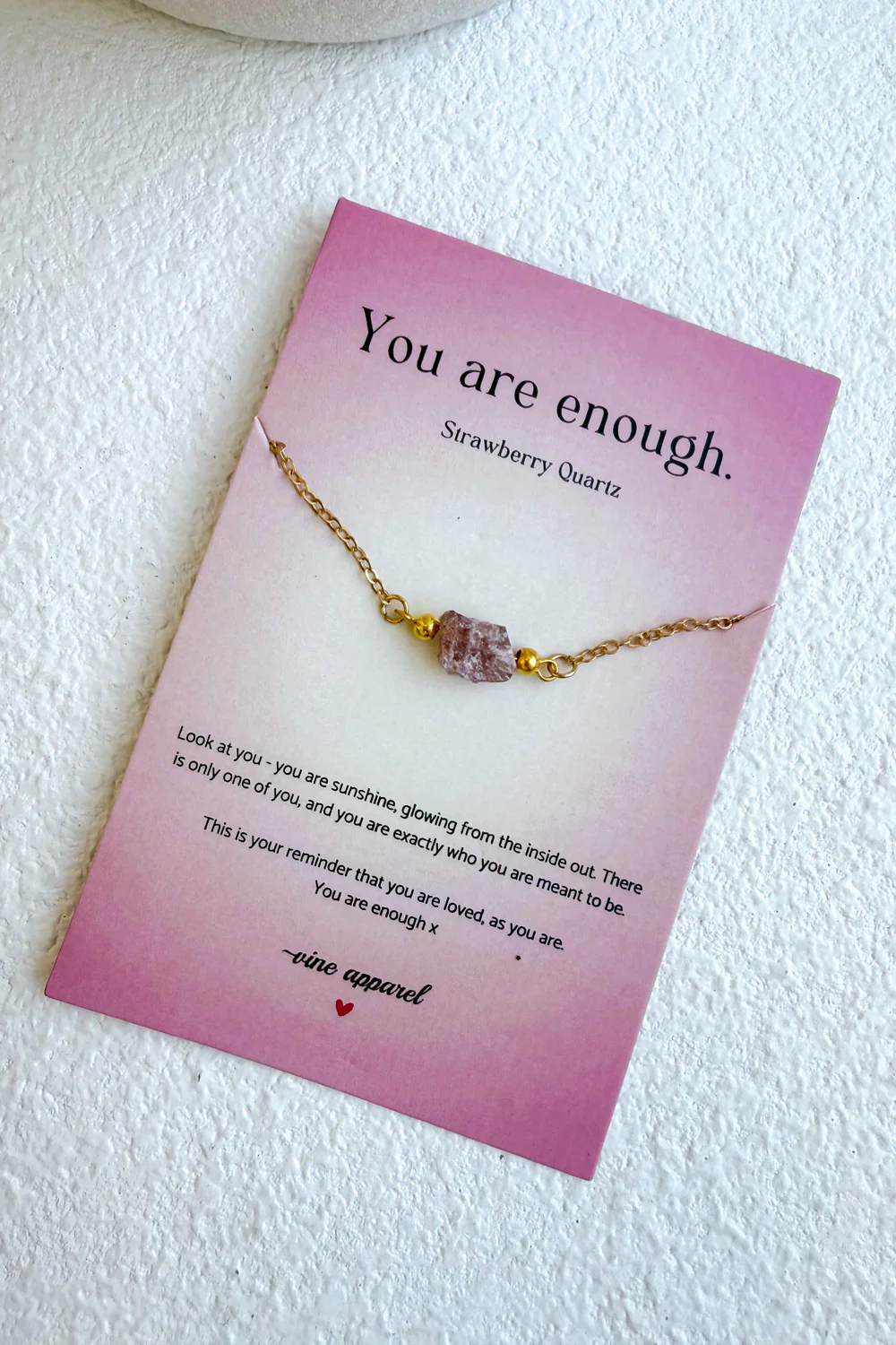 You Are Enough Bracelet - Strawberry Quartz - Image 3