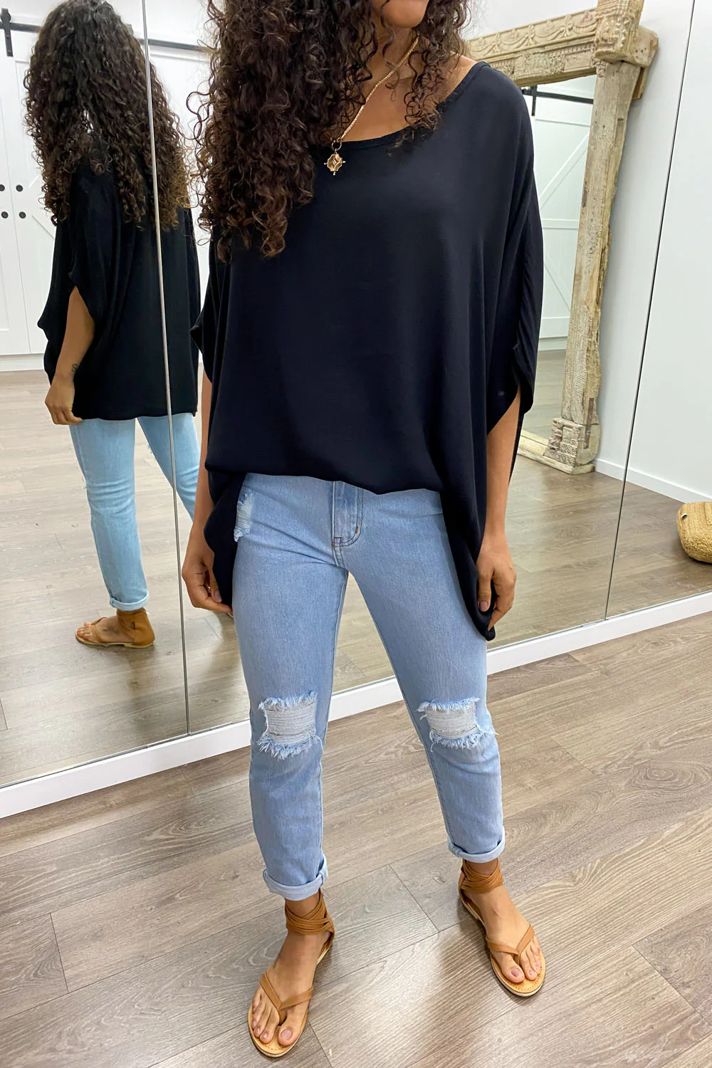 Zara Basic Drape Top - Black - Image 10