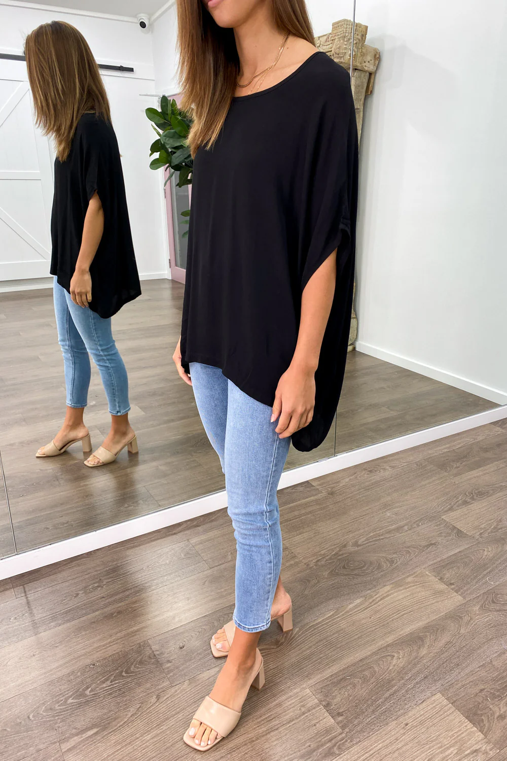 Zara Basic Drape Top - Black - Image 3