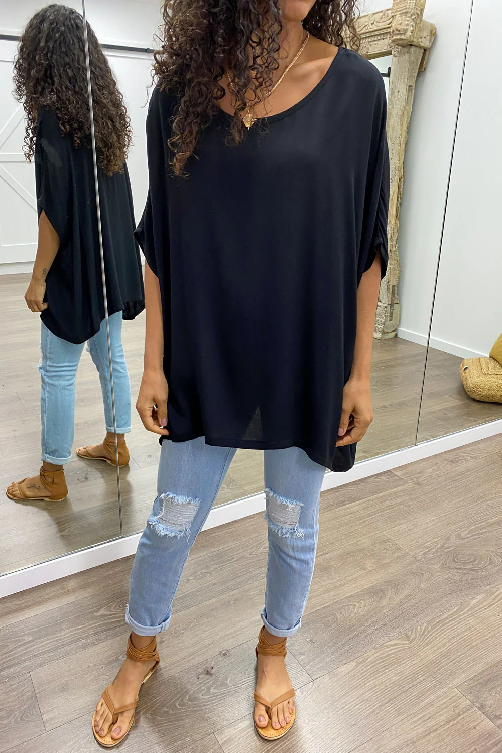Zara Basic Drape Top - Black - Image 8