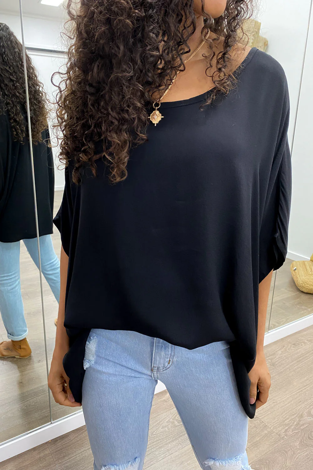 Zara Basic Drape Top - Black - Image 9