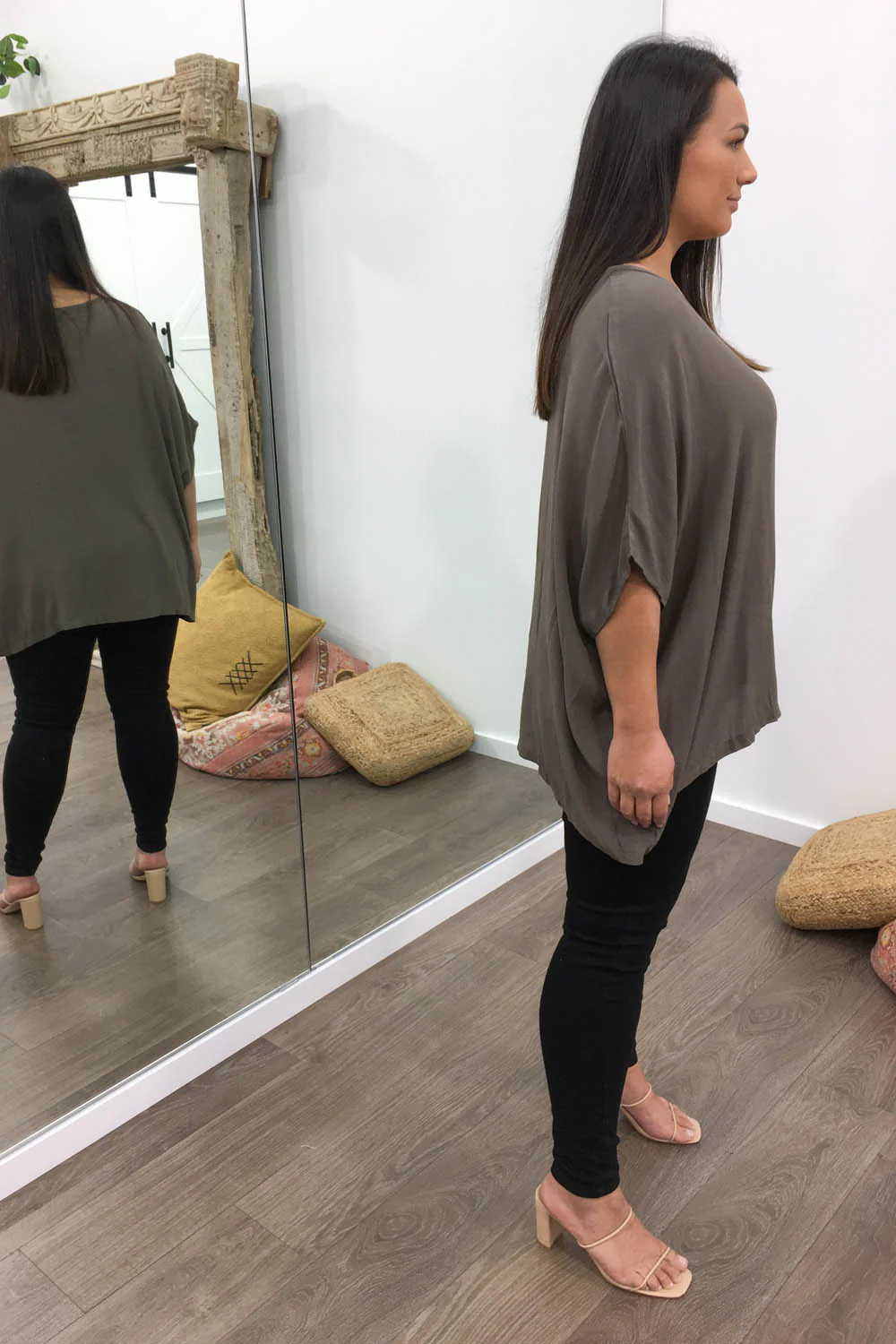 Zara Basic Drape Top - Khaki - Image 10