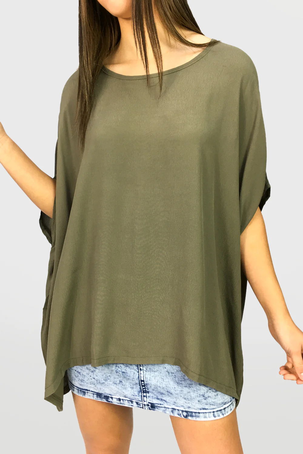 Zara Basic Drape Top - Khaki - Image 3