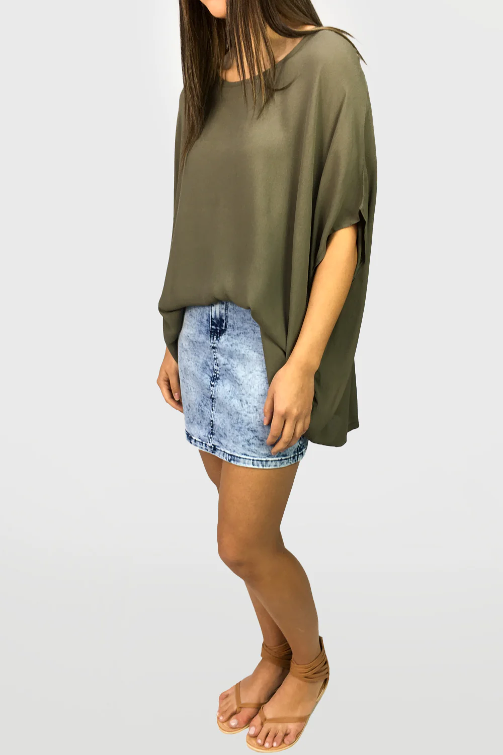 Zara Basic Drape Top - Khaki - Image 5