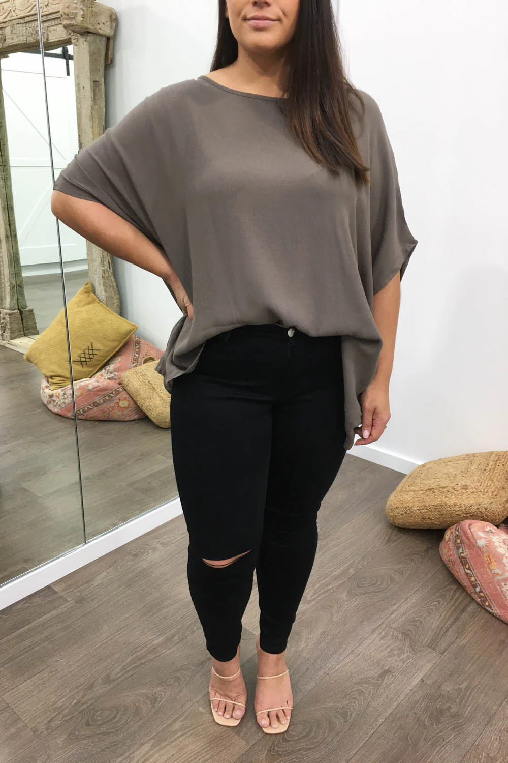 Zara Basic Drape Top - Khaki - Image 6