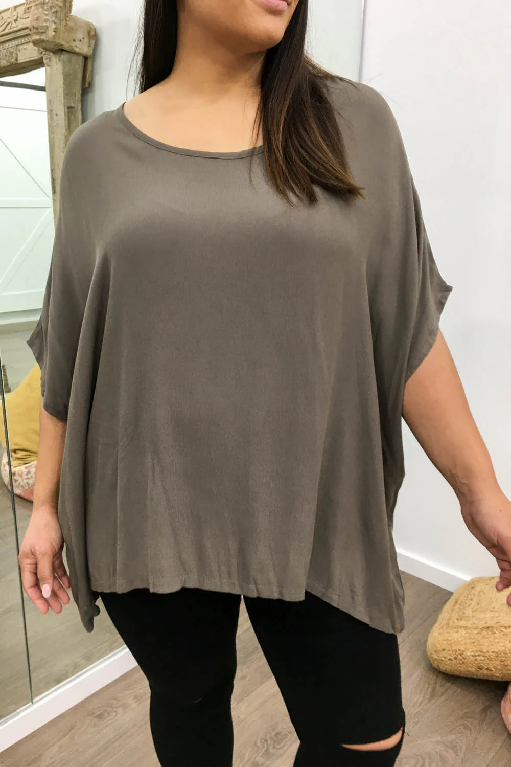 Zara Basic Drape Top - Khaki - Image 8