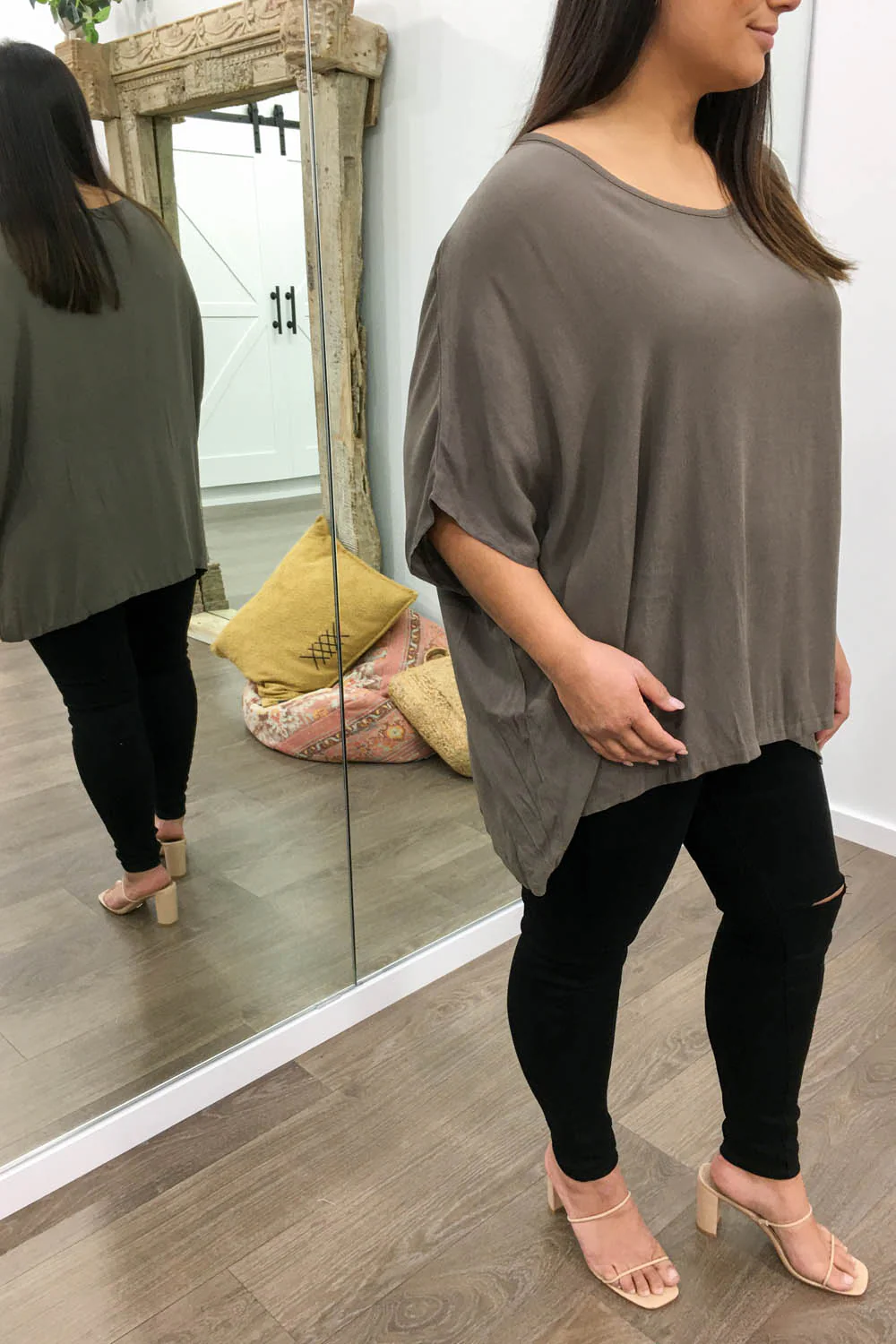 Zara Basic Drape Top - Khaki - Image 9
