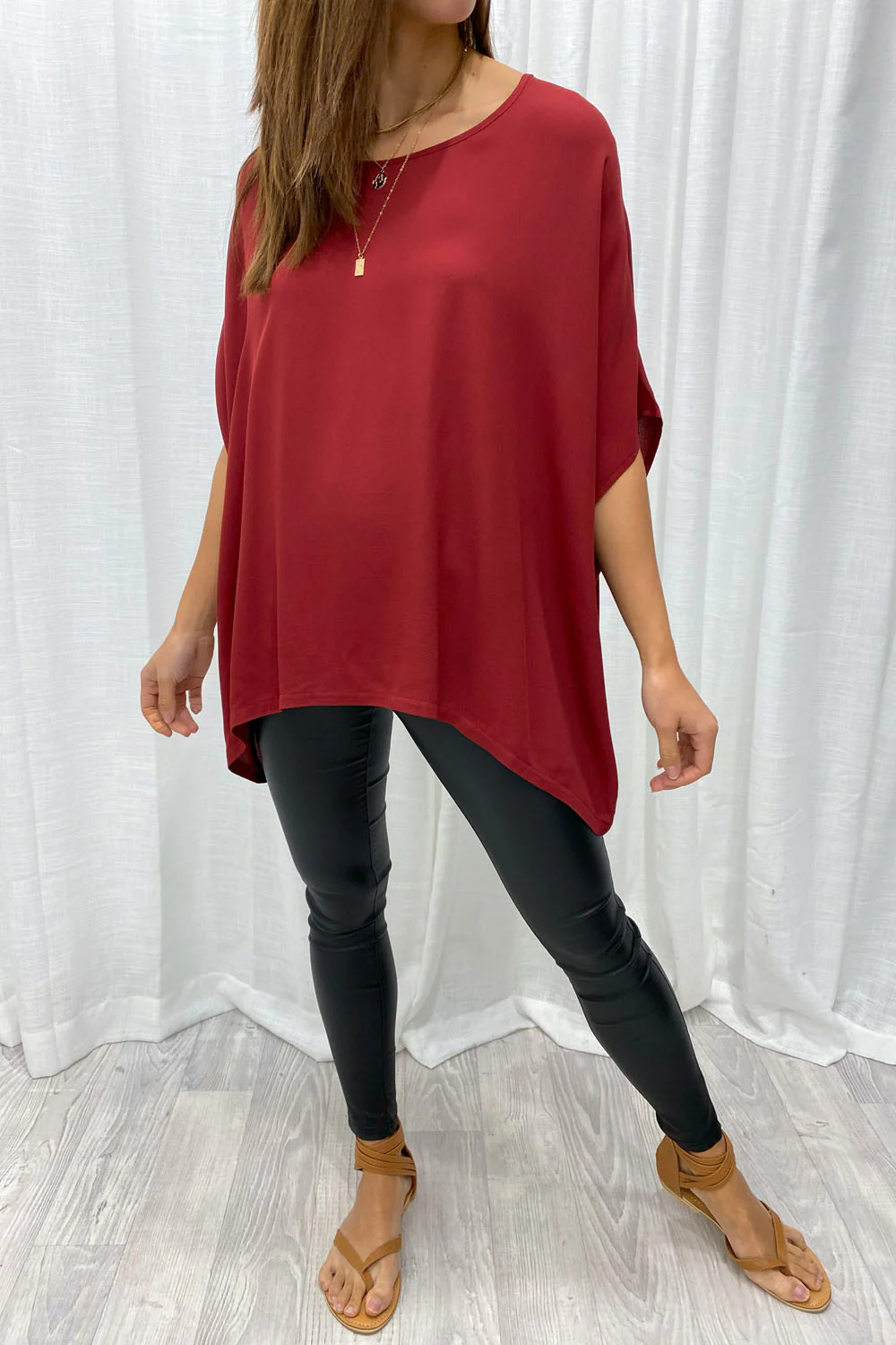 Zara Basic Drape Top - Maroon - Image 6