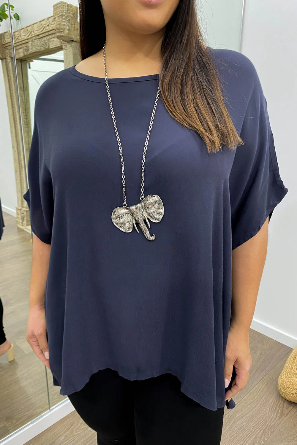 Zara Basic Drape Top - Navy - Image 5