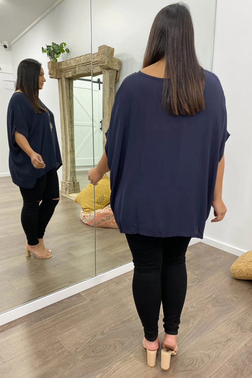 Zara Basic Drape Top - Navy - Image 6