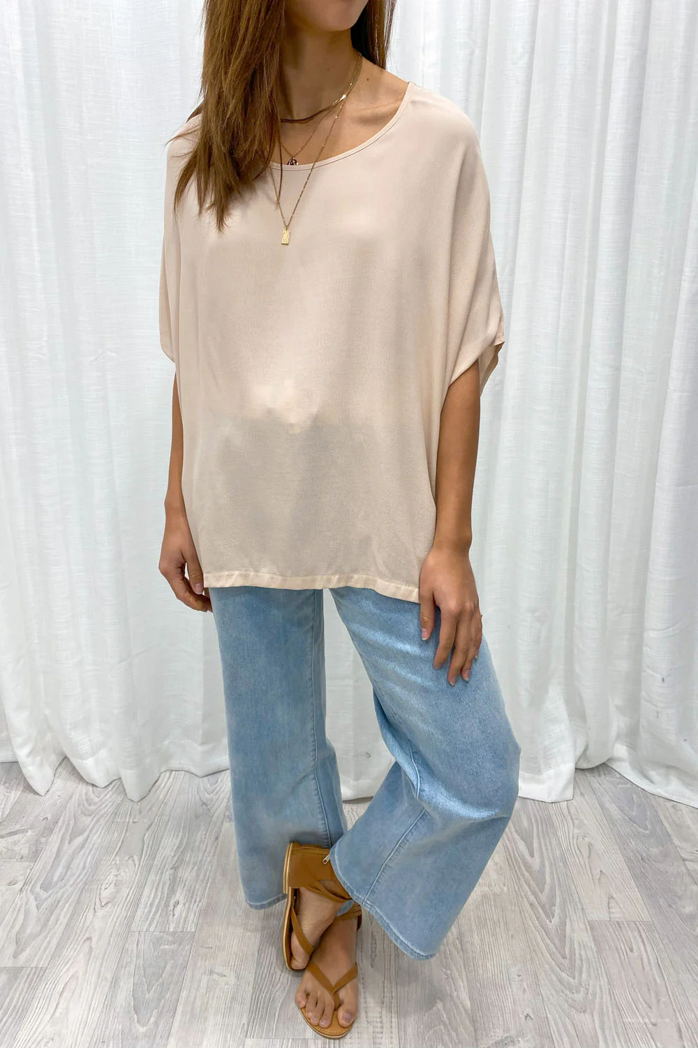 Zara Basic Drape Top - Sandstone - Image 2