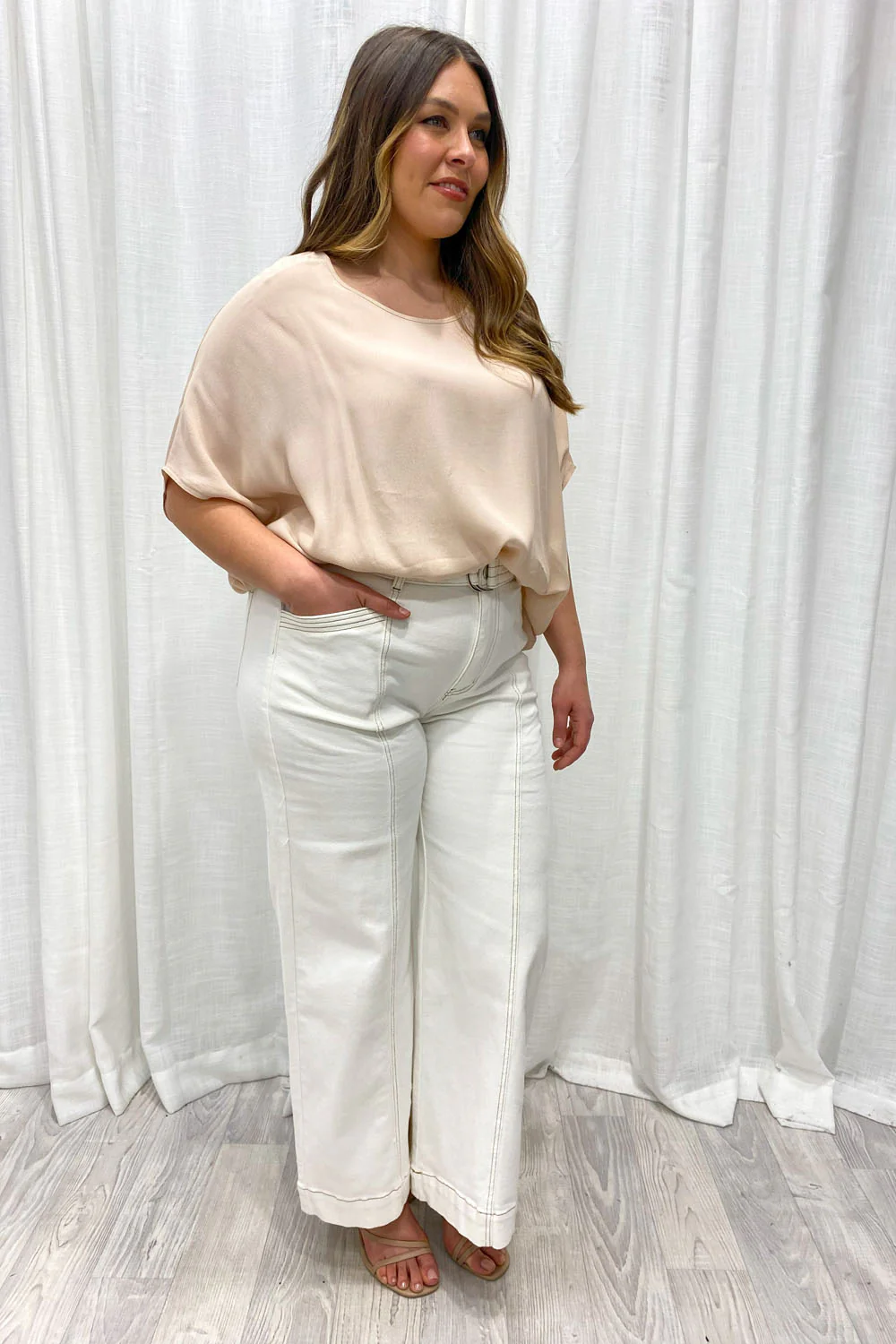 Zara Basic Drape Top - Sandstone - Image 8