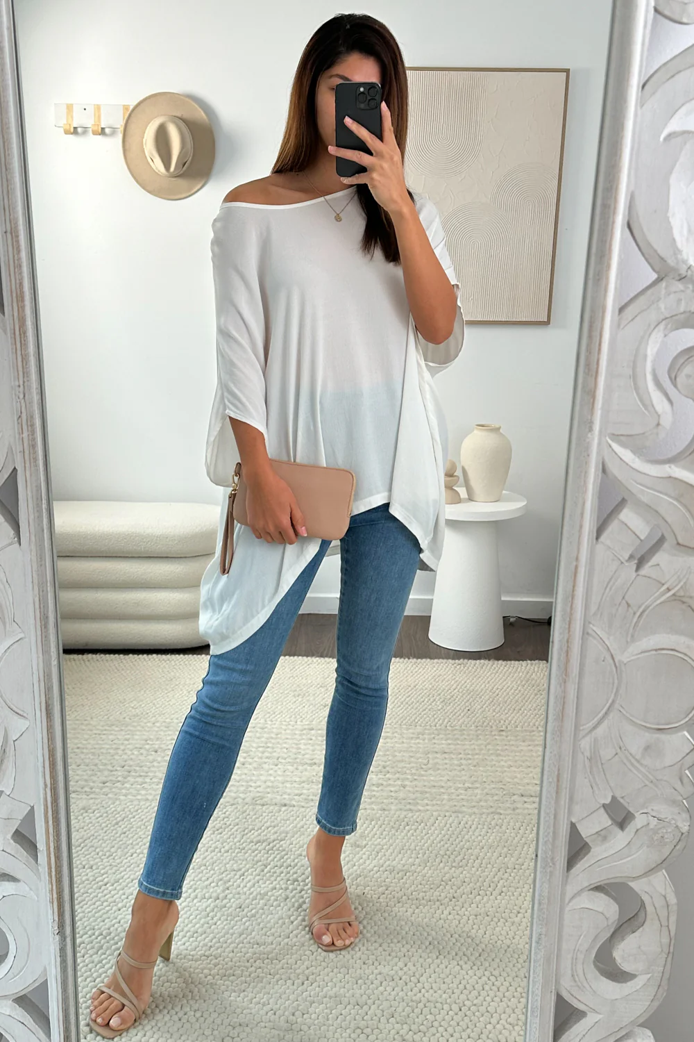 Zara Basic Drape Top - White - Image 3