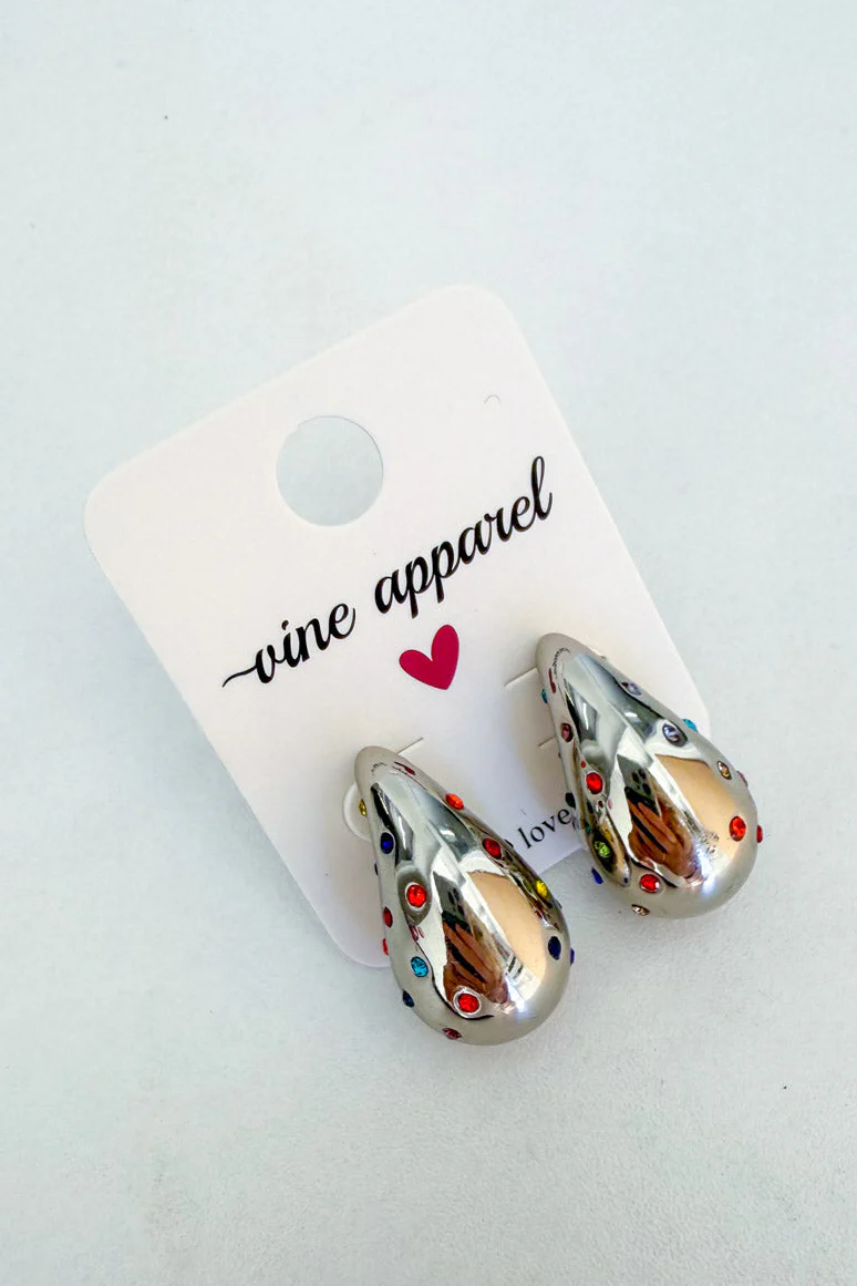 Zara Embellished Teardrop Earring - Silver - Image 4