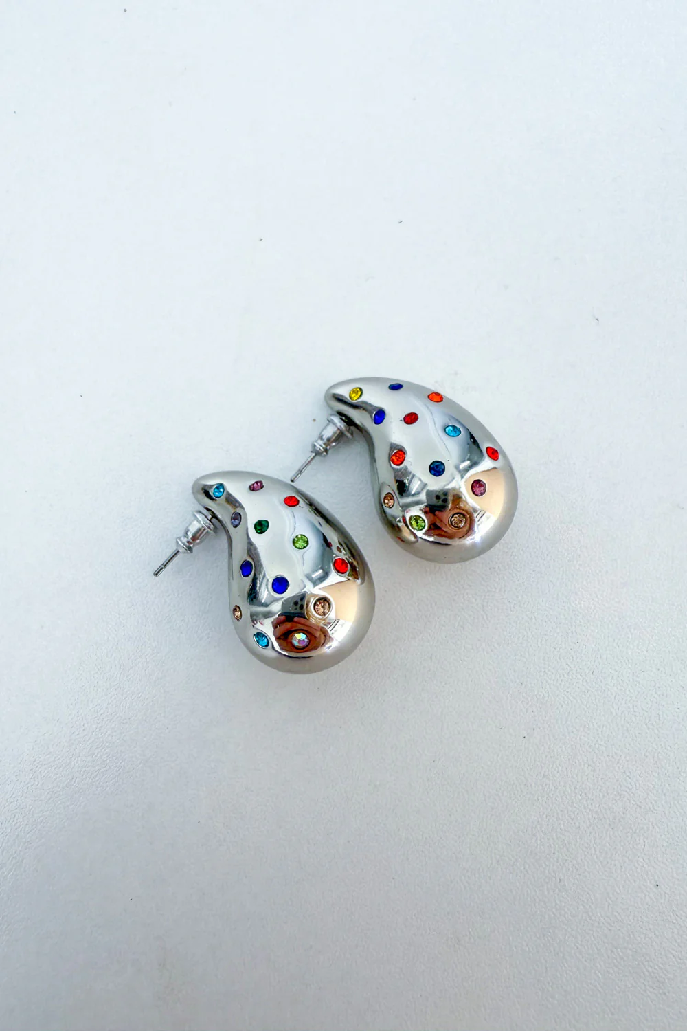 Zara Embellished Teardrop Earring - Silver - Image 5