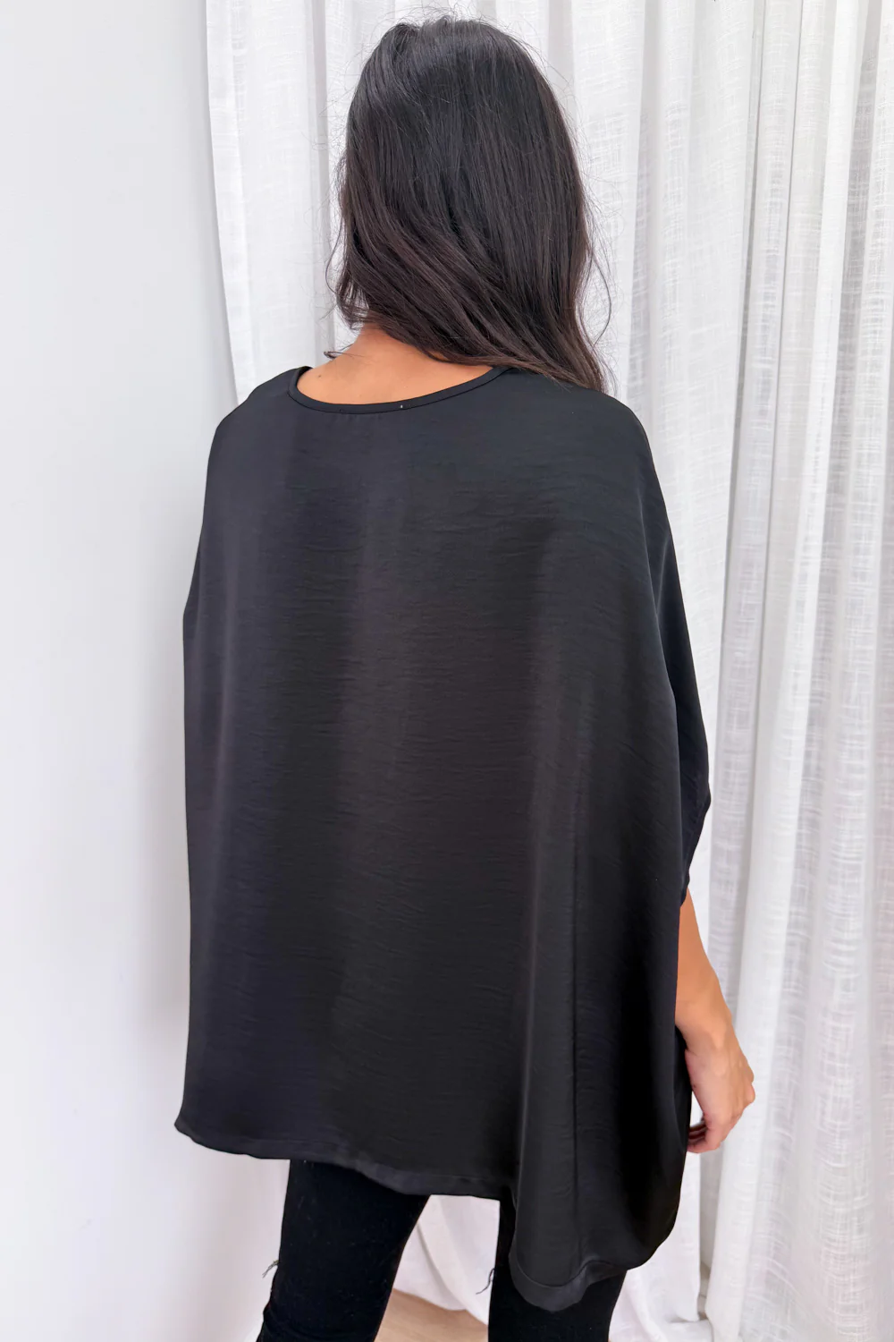 Zara Satin Drape Top - Black - Image 6