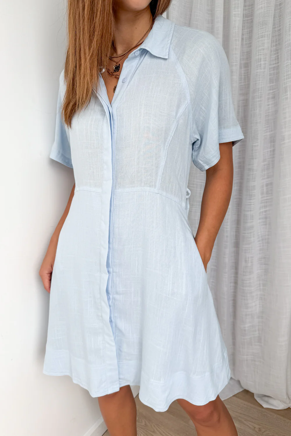 Zolita Shirt Dress - Sky Blue - Image 3