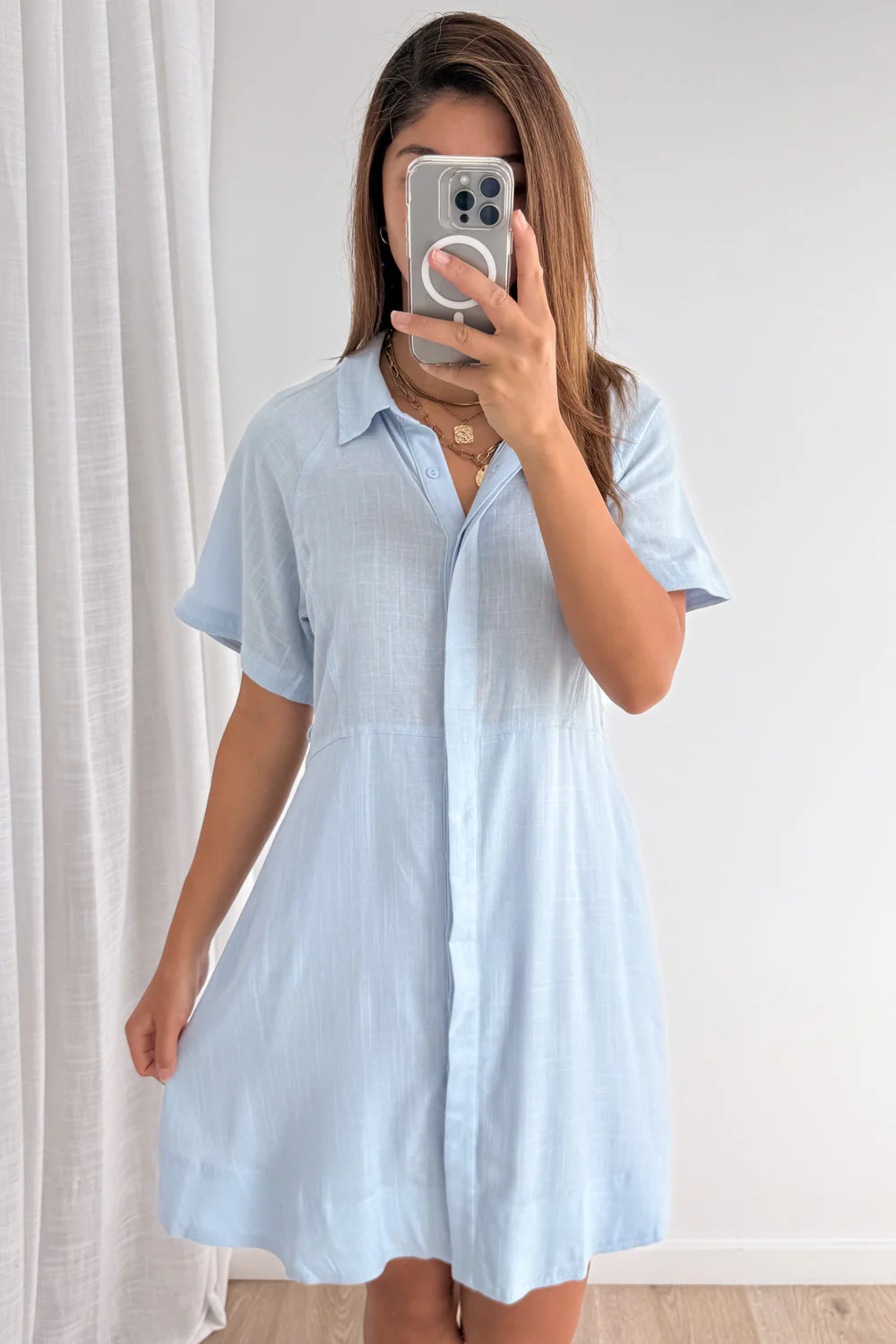 Zolita Shirt Dress - Sky Blue - Image 8