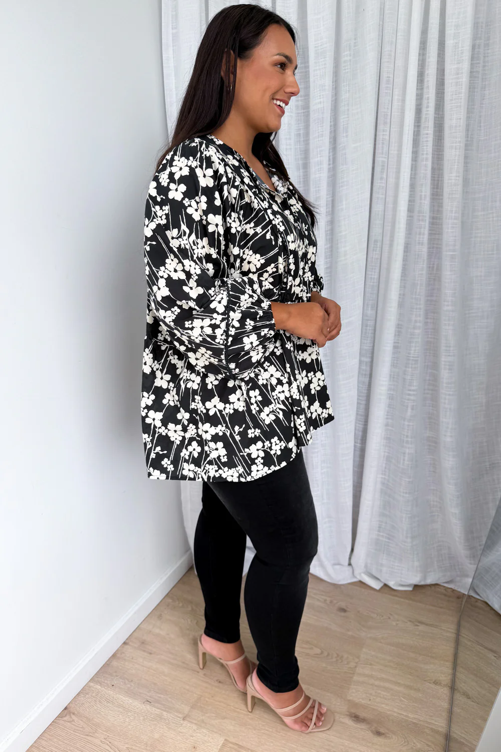 Zula Top - Black Cream Floral - Image 10