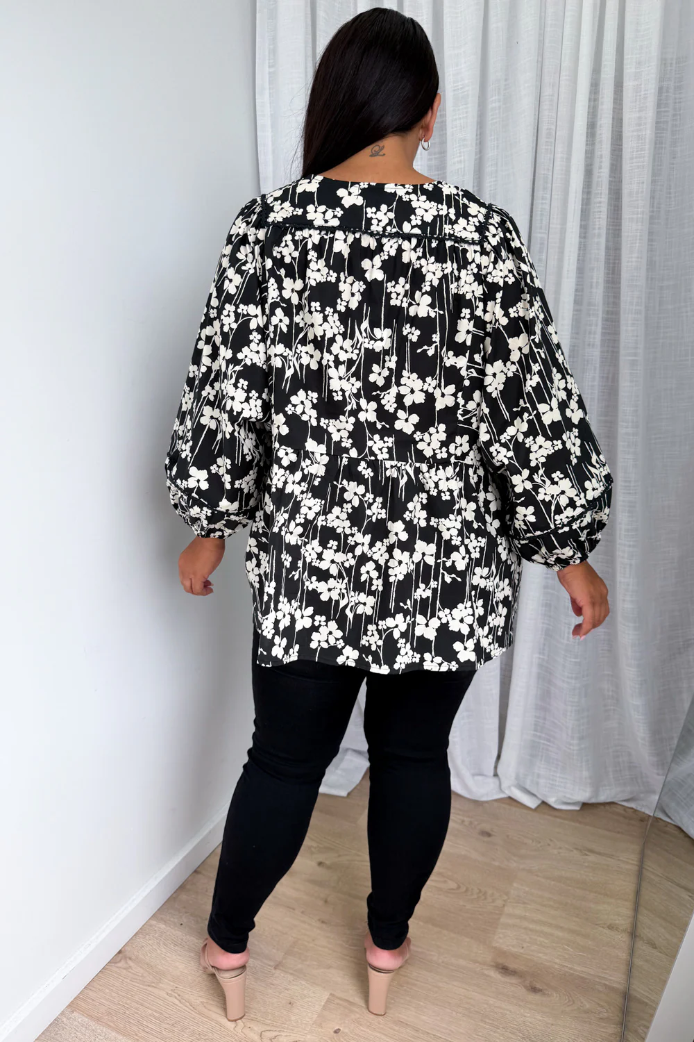 Zula Top - Black Cream Floral - Image 11