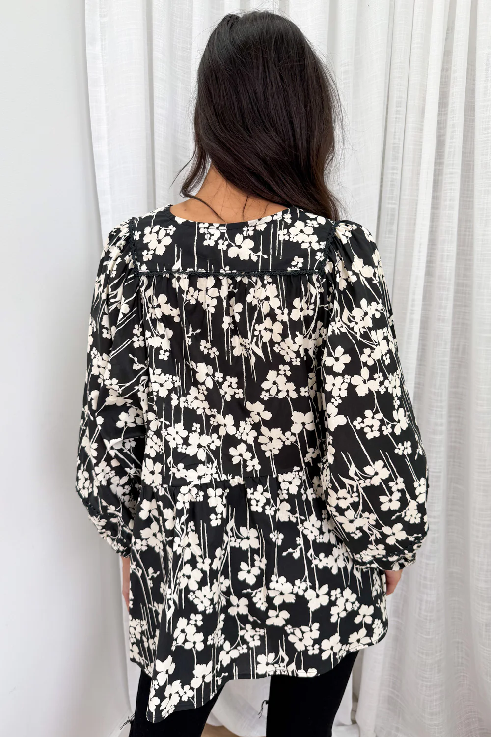 Zula Top - Black Cream Floral - Image 6