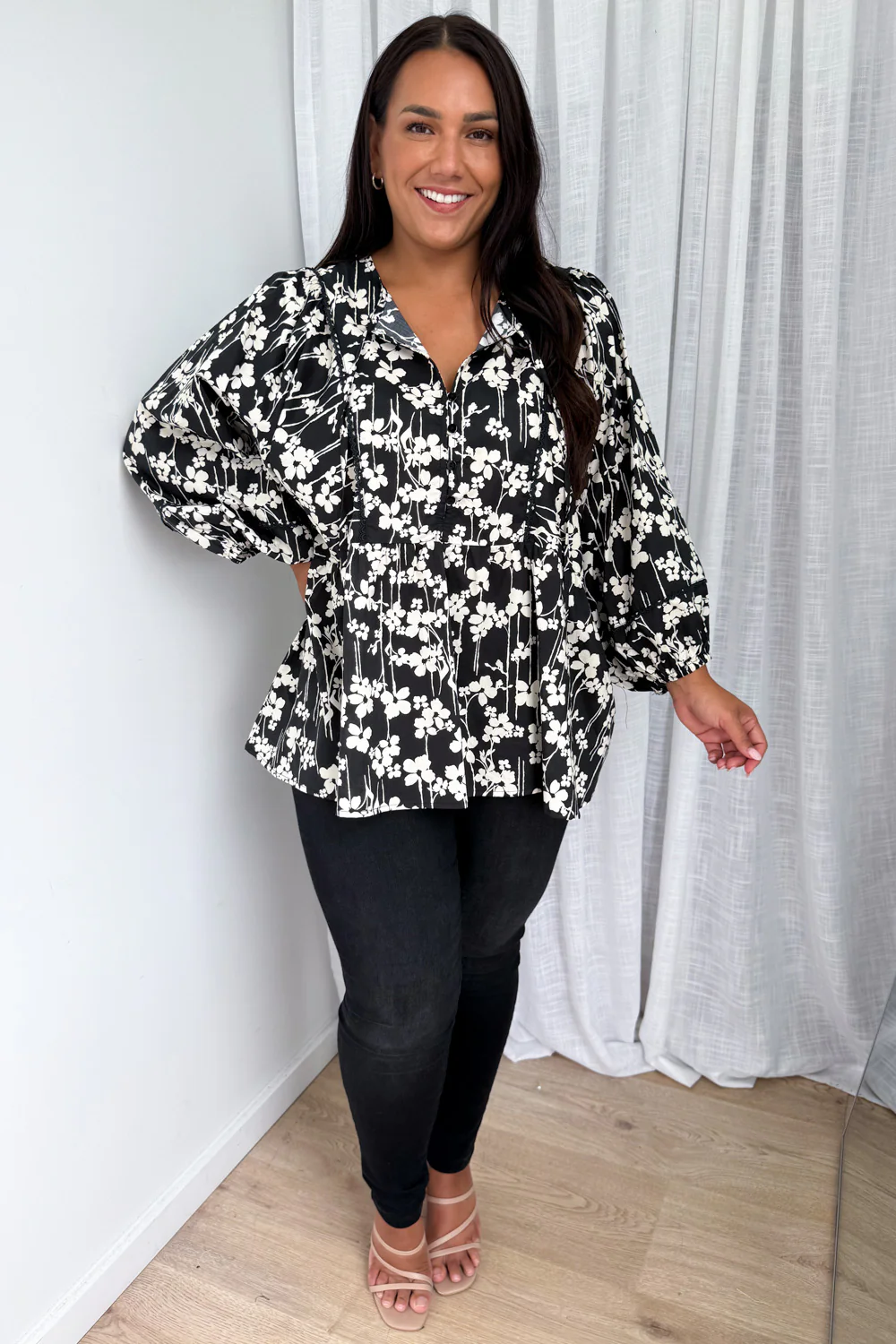 Zula Top - Black Cream Floral - Image 9
